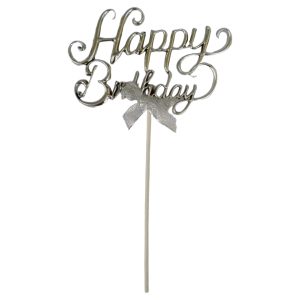 טופר-לקישוט-עוגה-Happy-birthday כסף
